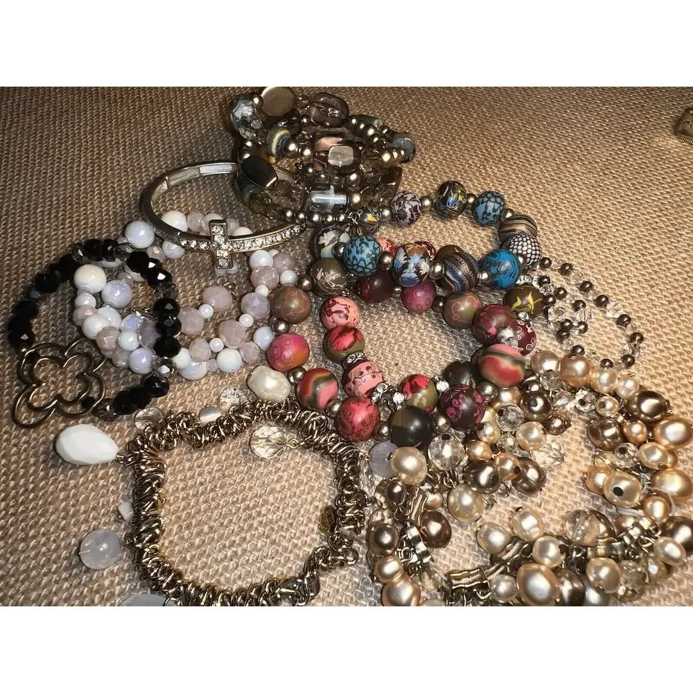 Mixed Lot Bracelets Viva Beads/Rhinestones--10 total-- Use for Jewelry making